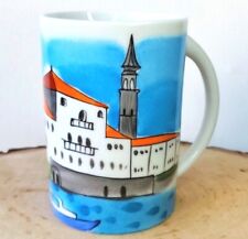 Helina Tilk Coffee Tea Mug   Kotor Montenegro Sea Village Hand Painted Porcelain picture