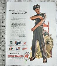 1945 Texaco Vintage Print Ad Gas Oil Station Dealer Man Uniform Military Service picture