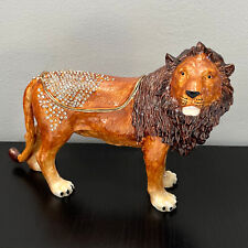 Marsachii Extra Larg Lion Crystal Jeweled Hinged Trinket Box 11in picture