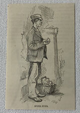 1878 small magazine engraving ~ MAN SELLING JAPANESE SPITZ PUPS in NYC picture