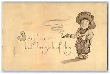 c1910's Child Big Hat Smoking Cigarette I'm Sick Of This Antique Postcard picture