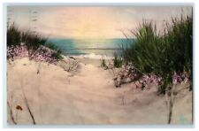 1935 Sand Dunes and Sea Cape Cod Massachusetts MA Hand Colored Vintage Postcard picture