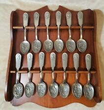Vintage Revolutionary Hero's Set - 13 Metal Spoons - Unique - Clean - Wood Case picture