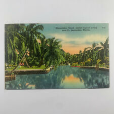 Postcard Florida Fort Lauderdale FL Himmarshee Canal 1940s Linen Unposted picture