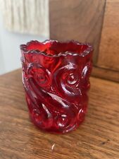 Vintage L.G. Wright S Repeat Pattern Red Glass Toothpick/Votive Holder picture