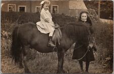 Vintage 1910s Real Photo RPPC Postcard Two Girls and Horse / England / Unused picture