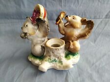 Vintage Soviet Russian Porcelain inkwell bears at rest RARE Figurine USSR LFZ picture