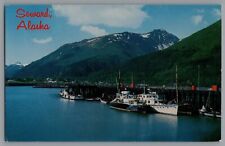 Resurrection Bay Seward Alaska Kenai Docks Fishing Boats Unposted A99 picture