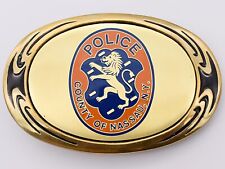 Nassau County New York Police Solid Brass 1980s Vintage Belt Buckle ~ Obsolete picture