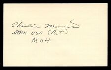 Charles Morris d1996 signed autograph 3x5 card Medal of Honor Army Vietnam BAS picture