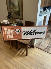 Large Tiger Red Soda Sign Pop RC Royal Crown Vintage Rare Metal Welcome picture
