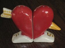 Vtg. Broken Red Heart with Arrow Salt & Pepper Shakers picture