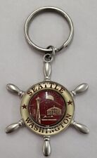 Seattle Washington Ship Wheel Keychain w turning center Travel Souvenir picture