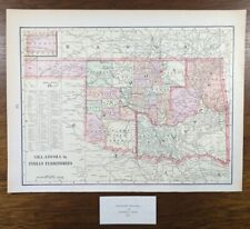Vintage 1900 OKLAHOMA INDIAN NATIONS Map 14