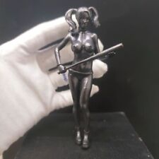 Black Solid Bronze Baseball Girl Body Art Model Ornament Statue picture