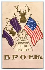 c1910's BPOE Elks Clock Justice Charity Embossed Tacoma WA Antique Postcard picture
