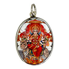 Om Durga Goddess Shiva Shakti on Tiger Destroy Evils Hindu Murti Amulet Pendant picture