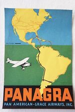 Pan American Grace Airways Clipper Airline Luggage Label Panagra picture