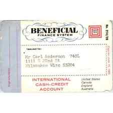 1965 Beneficial Finance System Cash Credit Account Card Milwaukee Obsolete SE5 picture