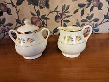  VINTAGE CROOKSVILLE CHINA CREAM AND SUGAR BOWL WITH LID #1041 picture