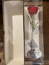 Vintage Real Red Rose Preserved & Dipped In Silver Valentines Day Forever Rose picture