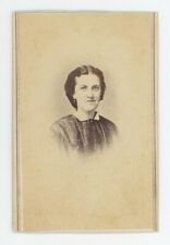 Antique CDV Circa 1860s Smiling Beautiful Young Woman In Victorian Era Dress picture