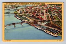 Portland OR-Oregon, Aerial Waterfront, Antique, Vintage c1959 Postcard picture
