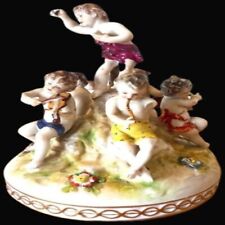 Rare Antique German Meissen figurine porcelain 19th musicians with flower base picture