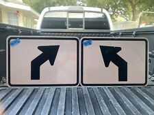 (2) Authentic DOT NOS Traffic Street Signs Opposing 45 Degree Arrows 21