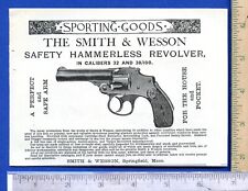 Original 1889 Smith & Wesson Safety Hammerless Revolver partial page print ad picture