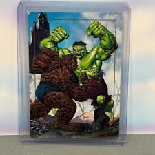 1992 Skybox Marvel Masterpieces Battle Thing vs Hulk #1-D Foil/Etch Trading Card picture