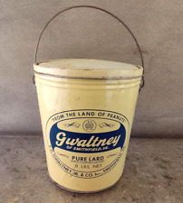 GWALTNEY Smithfield, VA 8 lb. Lard Can Tin Pail Bucket Vintage Advertising RARE picture