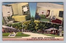 Statesboro, GA-Georgia, Stiles Motel, Advertising Linen c1958, Vintage Postcard picture