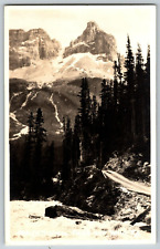 RPPC Real Photo Postcard -  Canadian Pacific Railway Banff Cathedral Mt Snowy Rd picture