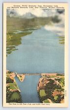 Paducah KY Kentucky Lake Dam Navigation Lock TVA Aerial Western Postcard Vtg A9 picture
