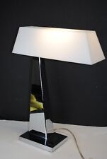 RARE- VINTAGE MODERNIST POLISHED CHROME GEOMETRIC ART DECO DESIGN TABLE LAMP picture