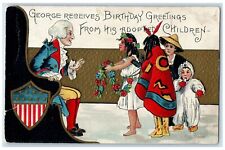 c1910's George Receives Birthday Greetings From Adopted Children HBG Postcard picture
