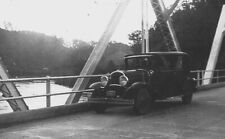 1920s-30s Automobile Parked On Bridge River Amateur Photo Snapshot Picture b/w  picture
