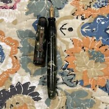 Antique Eagle Fountain Pen 14k Gold Nib Green Marbled USA picture