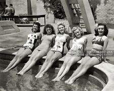 1940s Beautiful Hollywood Starlets in Swimsuits at the Pool Photo - Pin-Up Girls picture