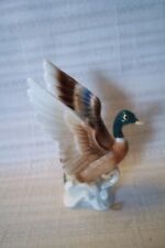 **  Vintage Mallard Duck Bone China Figurine Wings Spread Miniature picture