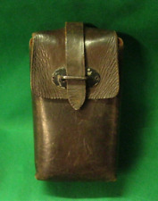 Large Unknown Military Leather Magazine Carrier Pouch Czech Russian Rumanian picture