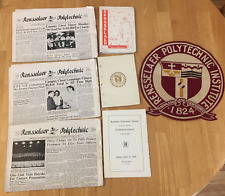 7 Item Vintage Lot-1950s Rensselaer Polytechnic Institute-RPI-Patch-Newspaper picture