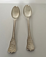 2 Georg Jensen Danish Rosenborg Silver Plate Oval Place or Soup Spoons picture
