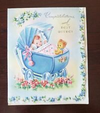 Vintage Congratulations Newborn Baby Greeting Card Unused Made In USA  picture