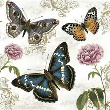 TWO Individual Paper Lunch Decoupage Napkins Insect FLOWER BUTTERFLIES Napkin picture