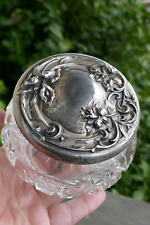 Antique Wilcox-Roth Co. Sterling Silver & Cut Crystal Dresser Jar picture