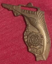 1939 Miami Florida-Shaped Key Fob VFW Convention Green Duck picture