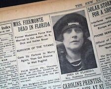 RMS TITANIC SURVIVOR Socialite Madeleine Fieronte Astor DEATH 1940 Newspaper  picture