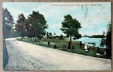 Driveway View of Lake, Belle Isle Park, Detroit Michigan Vintage Postcard 1908 picture